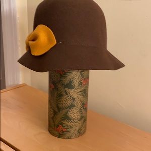 Structured folded wool felt hat by Adora-Camel